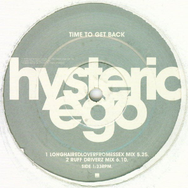 Hysteric Ego : Time To Get Back (12&quot;, Promo)