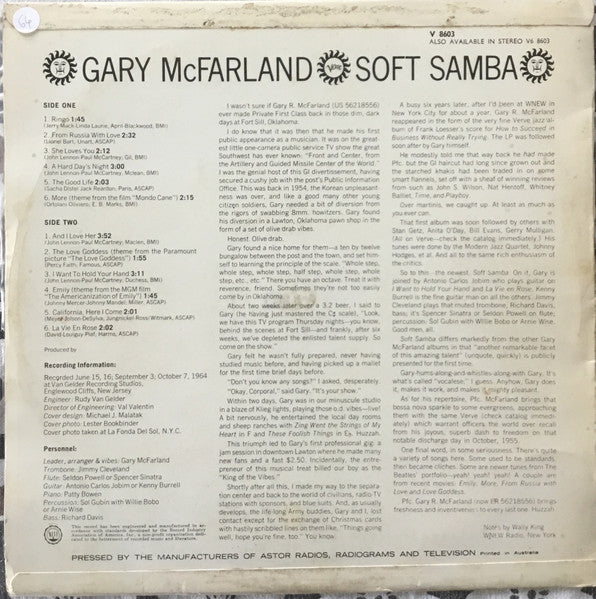 Gary McFarland : Soft Samba (LP, Album, Mono)