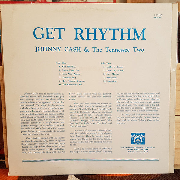 Johnny Cash & The Tennessee Two : Get Rhythm (LP, Comp, RE)