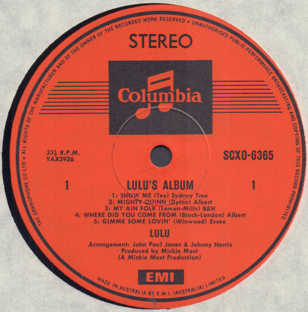 Lulu : Lulu's Album (LP)