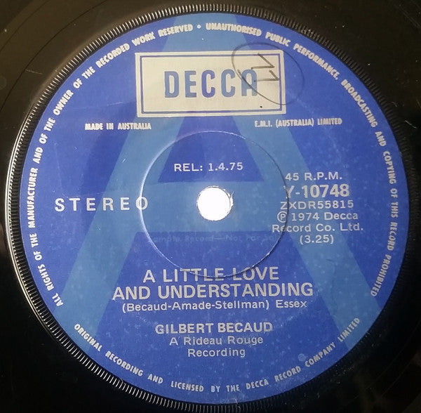 Gilbert Bécaud : A Little Love And Understanding (7&quot;, Single, Promo)