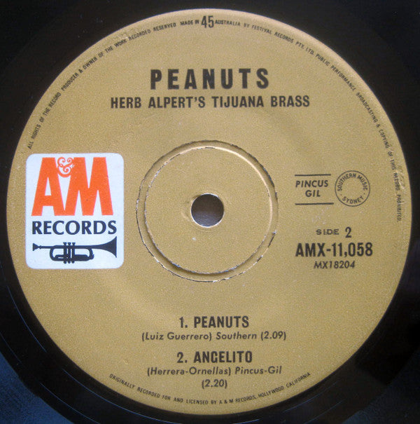 Herb Alpert & The Tijuana Brass : Peanuts (7", EP, Mono)