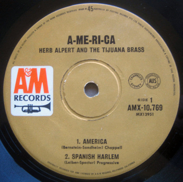 Herb Alpert & The Tijuana Brass : A-me-ri-ca (7", EP, Mono)