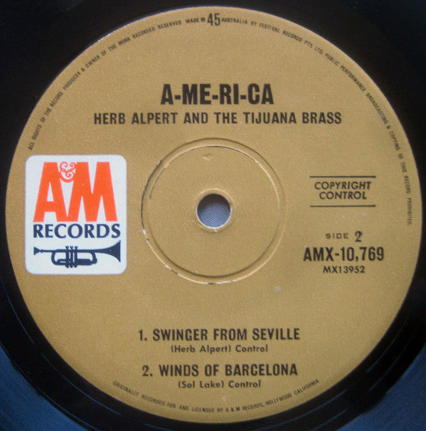 Herb Alpert & The Tijuana Brass : A-me-ri-ca (7", EP, Mono)