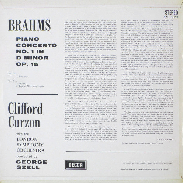 Brahms*, Curzon* / Szell*, London Symphony* : Piano Concerto No. 1 (LP)