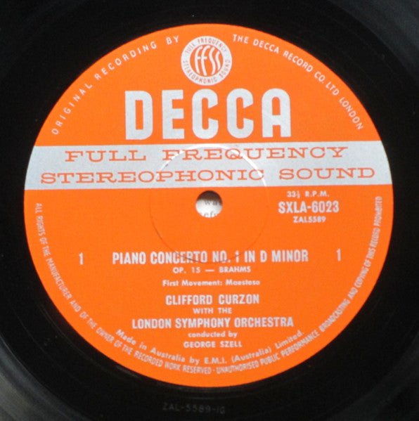 Brahms*, Curzon* / Szell*, London Symphony* : Piano Concerto No. 1 (LP)