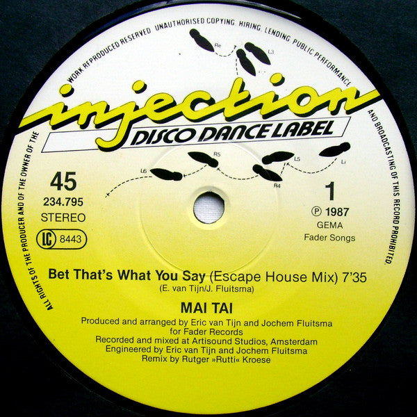 Mai Tai : Bet That's What You Say (12", Maxi)