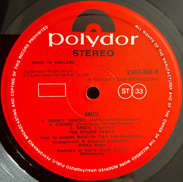 The Ritchie Family : Brazil (LP, Album)