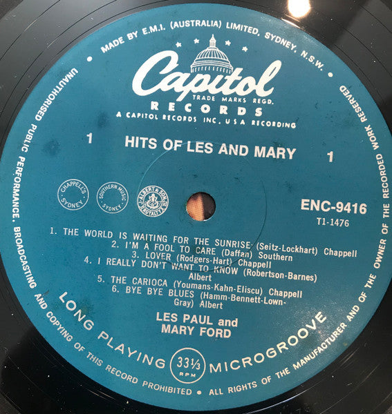 Les Paul & Mary Ford : Hits Of Les And Mary (LP, Comp, Mono)