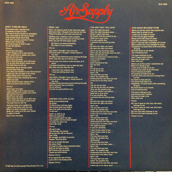 Air Supply : The One That You Love (LP, Album)