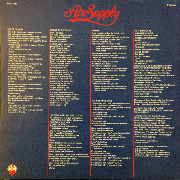 Air Supply : The One That You Love (LP, Album)