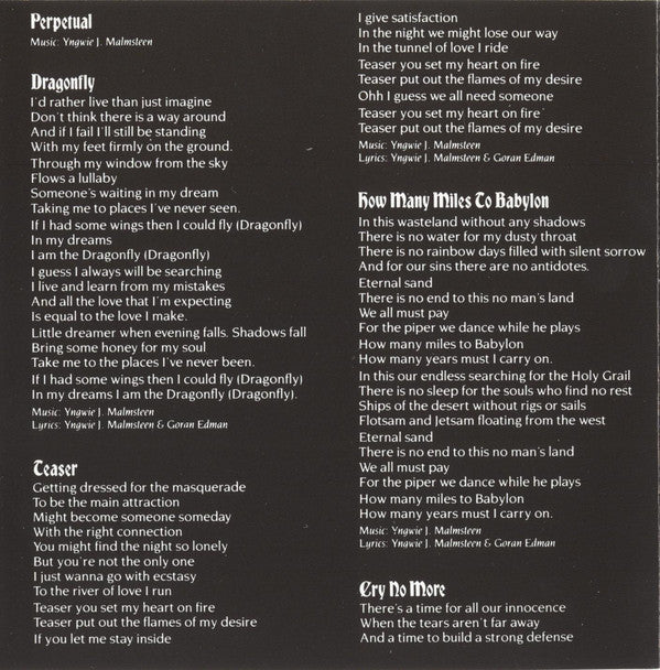 Yngwie Malmsteen : Fire & Ice (CD, Album)