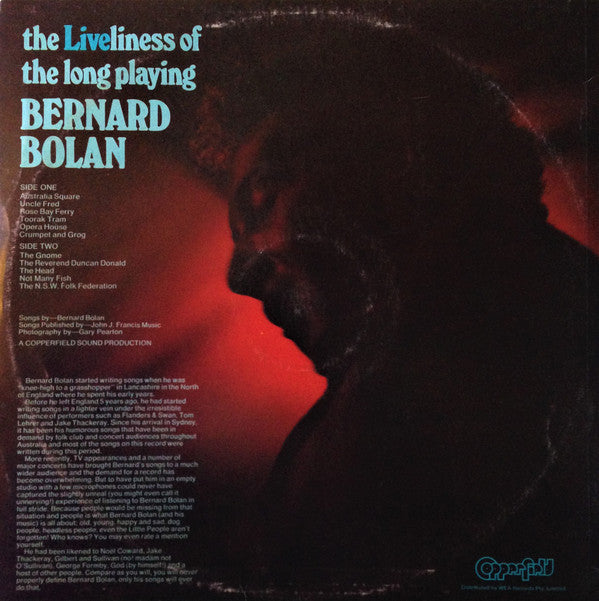 Bernard Bolan : The Liveliness Of The Long Playing Bernard Bolan (LP, Album)