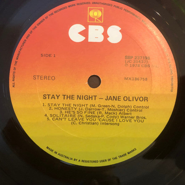 Jane Olivor : Stay The Night (LP, Album)