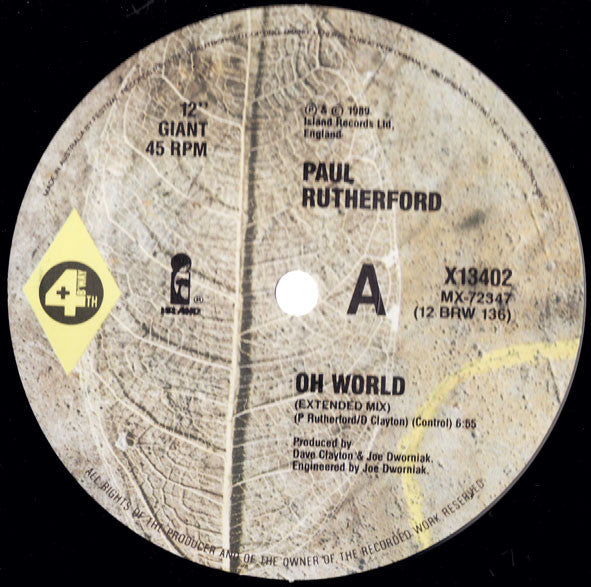 Paul Rutherford : Oh World (12&quot;)