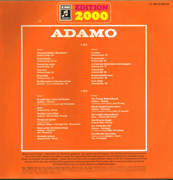 Adamo : Edition 2000 (2xLP, Comp, FOC)