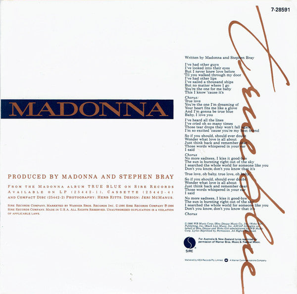 Madonna : True Blue (7", Single, Pic)