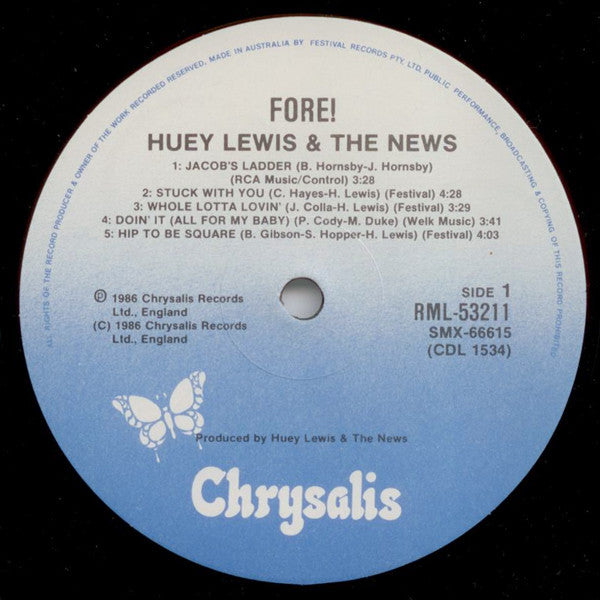 Huey Lewis & The News : Fore! (LP, Album)