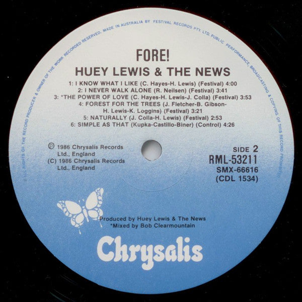 Huey Lewis & The News : Fore! (LP, Album)