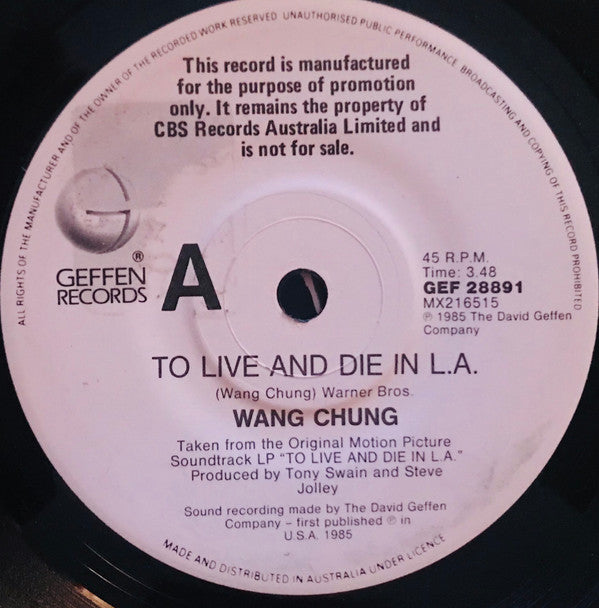 Wang Chung : To Live And Die In L.A. (7&quot;, Single, Promo)