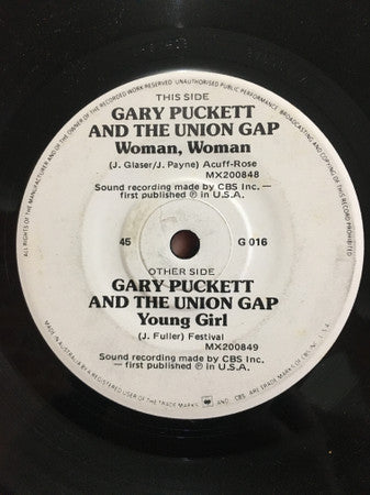 Gary Puckett & The Union Gap : Woman, Woman / Young Girl (7", Single, Promo)