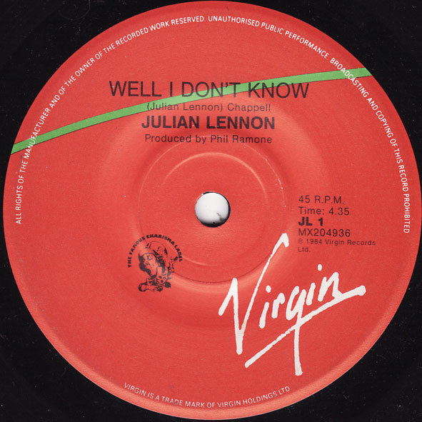 Julian Lennon : Too Late For Goodbyes (7", Single)