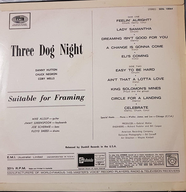 Three Dog Night : Suitable For Framing (LP, Album)