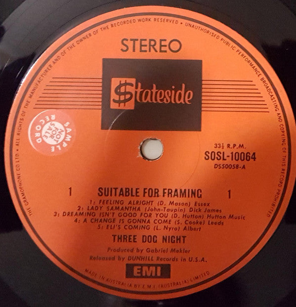 Three Dog Night : Suitable For Framing (LP, Album)