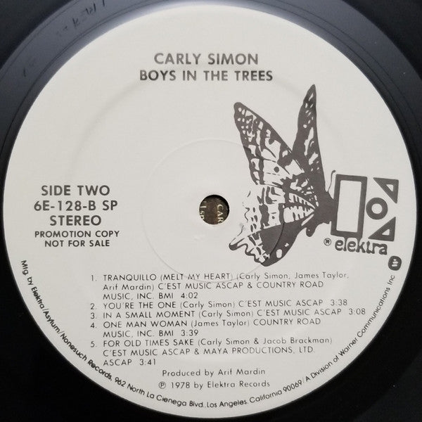 Carly Simon : Boys In The Trees (LP, Album, Promo, SP,)