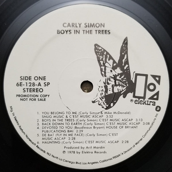 Carly Simon : Boys In The Trees (LP, Album, Promo, SP,)