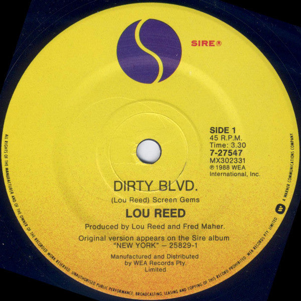 Lou Reed : Dirty Blvd. (7", Single)