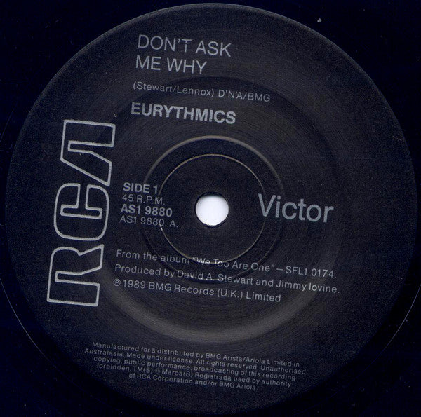 Eurythmics : Don't Ask Me Why (7", Single)