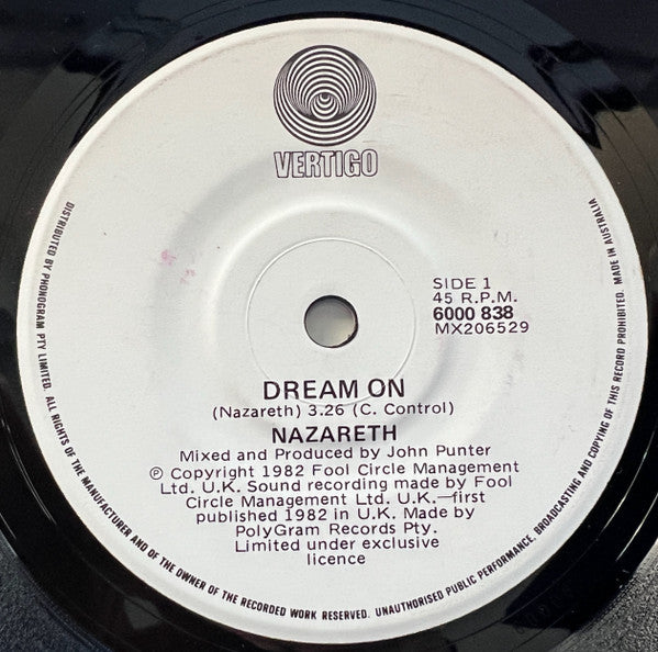 Nazareth (2) : Dream On (7", Single)