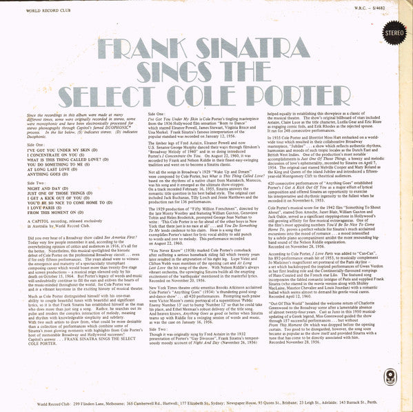 Frank Sinatra : Sings The Select Cole Porter (LP, Comp, Club, RE, Duo)
