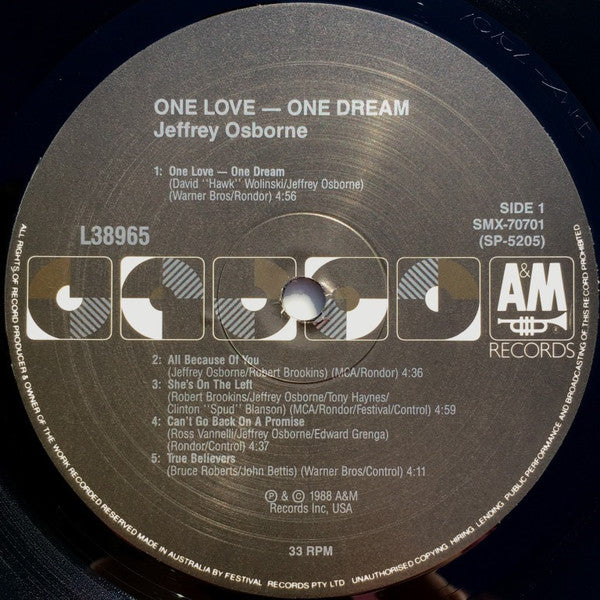 Jeffrey Osborne : One Love - One Dream (LP, Album)