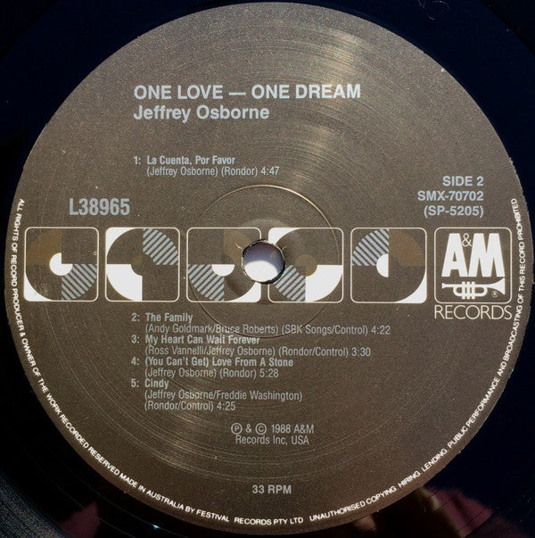 Jeffrey Osborne : One Love - One Dream (LP, Album)