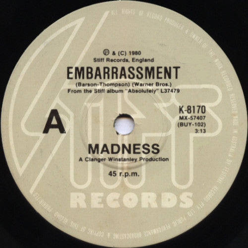 Madness : Embarrassment (7", Single)