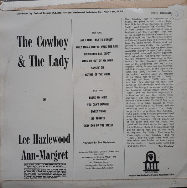 Lee Hazlewood & Ann Margret : The Cowboy & The Lady (LP, Album)