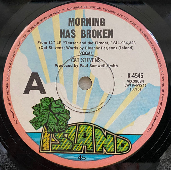 Cat Stevens : I Want To Live In A Wigwam / Morning Has Broken (7", Single, RP)