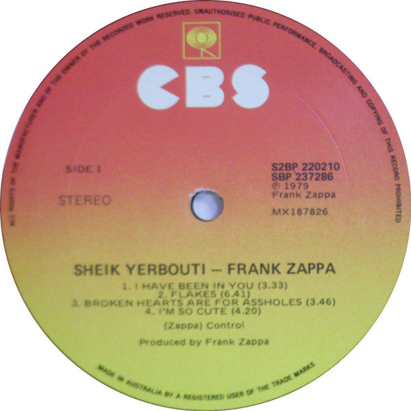 Frank Zappa : Sheik Yerbouti (2xLP, Album)