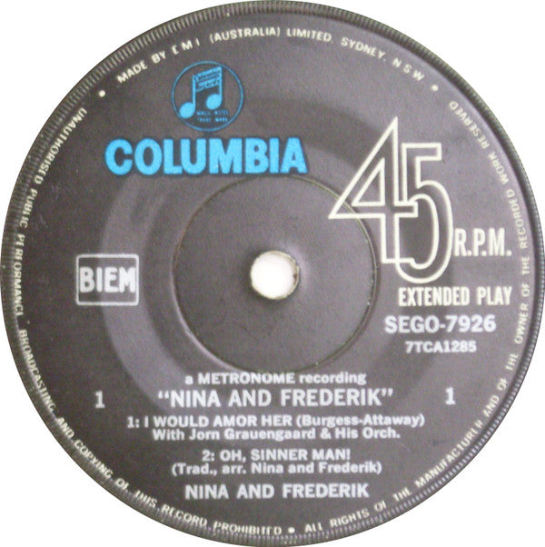 Nina & Frederik : Nina And Frederik (7", EP, RE)