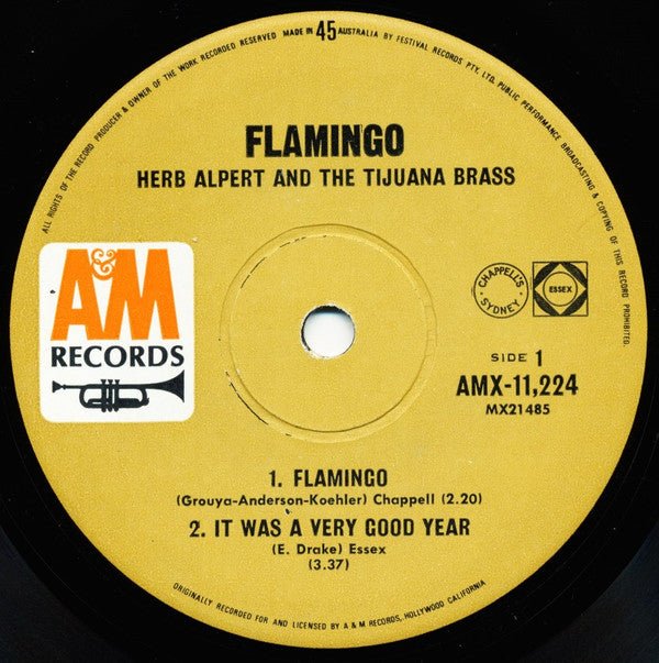 Herb Alpert & The Tijuana Brass : Flamingo (7", EP, Mono)