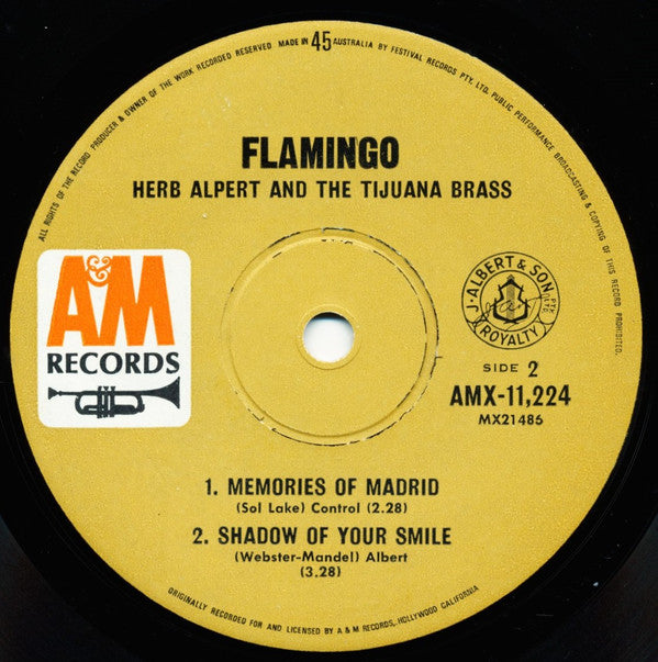 Herb Alpert & The Tijuana Brass : Flamingo (7", EP, Mono)