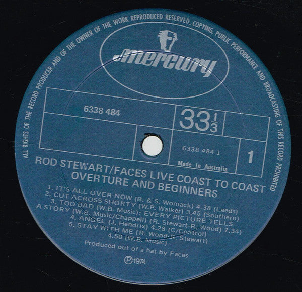 Rod Stewart / Faces (3) : Live Coast To Coast  - Overture And Beginners (LP, Album)