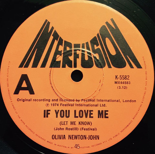 Olivia Newton-John : If You Love Me (Let Me Know) (7", Single)