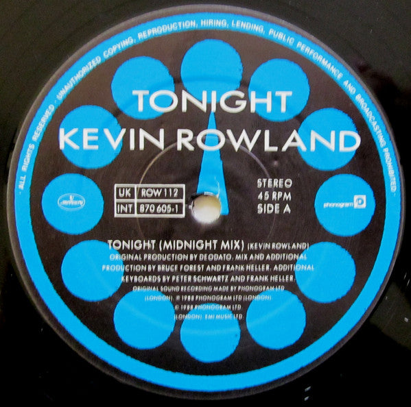 Kevin Rowland : Tonight (The Forest & Heller Mixes) (12")