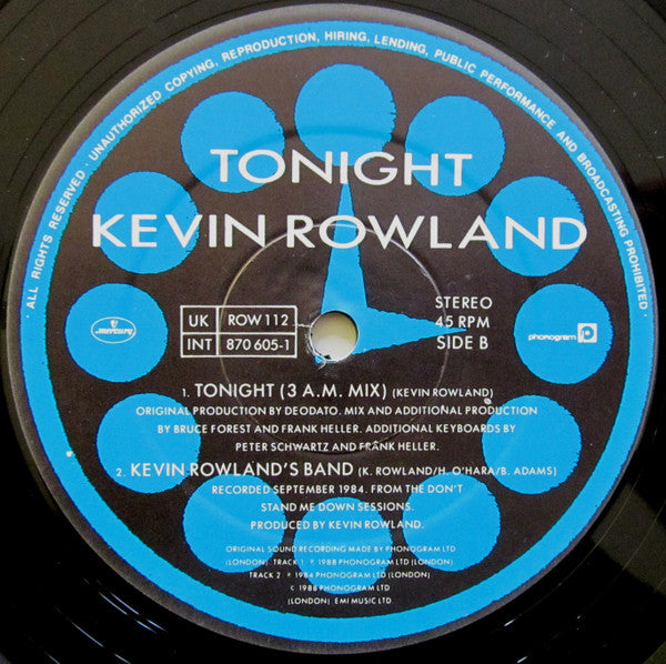 Kevin Rowland : Tonight (The Forest & Heller Mixes) (12")