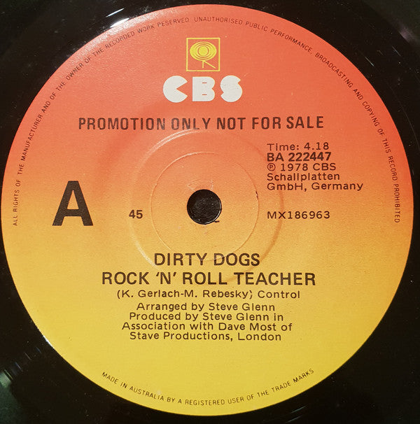 Dirty Dogs : Rock &#39;N&#39; Roll Teacher (7&quot;, Single, Promo)