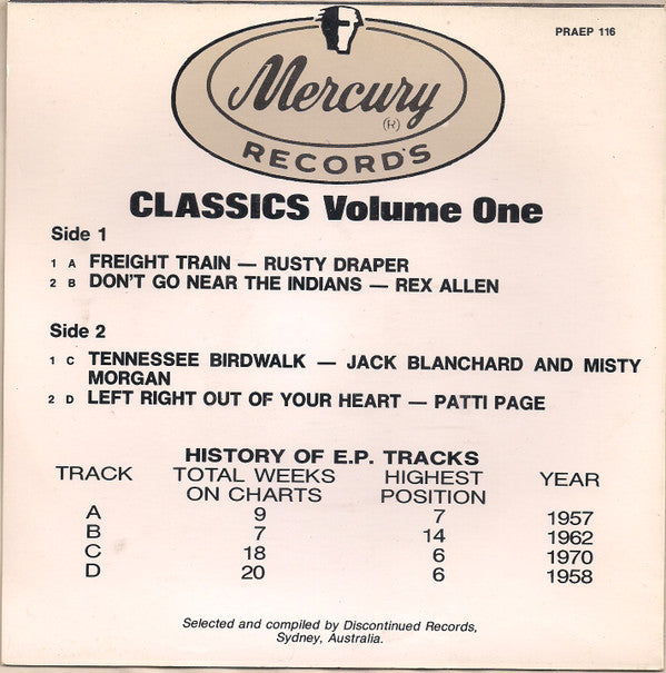 Various : Mercury Records Classics Volume 1 (7", EP)