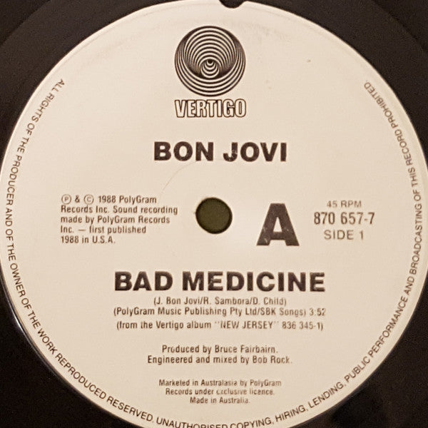 Bon Jovi : Bad Medicine (7", Single)